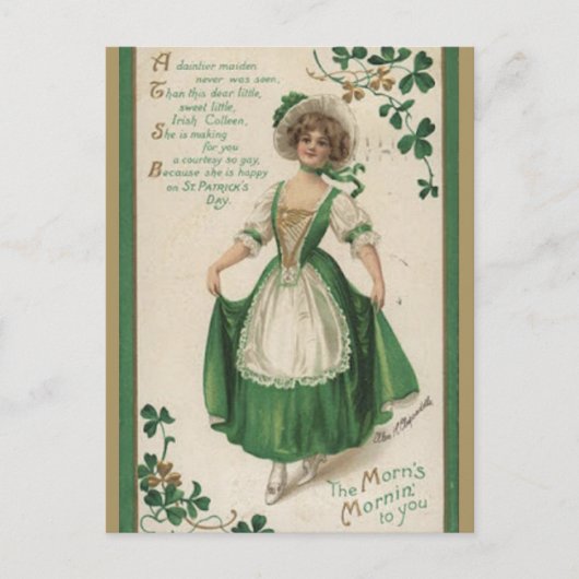 Ierse dame met shamrocks St Patricks Day Briefkaart (Voorkant)