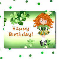 Ierse Dance Green Shamrocks & Clovers Birthday