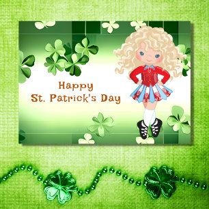 Ierse dans St. Patrick's Day Groene Shamrocks Kaart