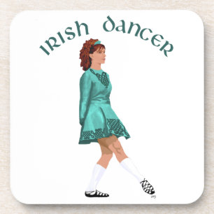 Ierse danser in turquoise zachte schoenen bier onderzetter