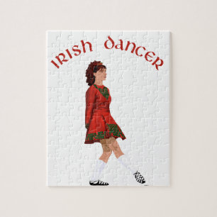 Ierse danser in zachte schoenen met rode jurk legpuzzel