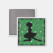 Ierse danser op groene Keltische knoop Magneet (Voorkant / Achterkant)