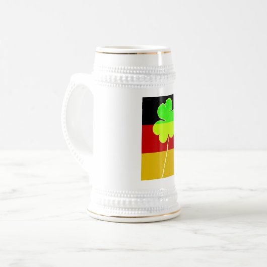 Ierse Duitse vlag Shamrock Clover St. Patrick Fun Bierpul (Voorkant links)