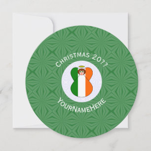 Ierse engel vlag Kerstmis Personaliseer Rond Kaart