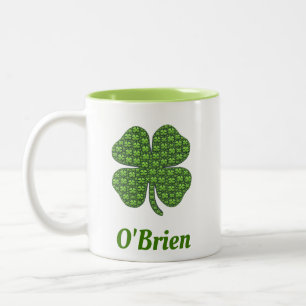 Ierse familienaam Four Leaf Clover Shamrock Tweekleurige Koffiemok