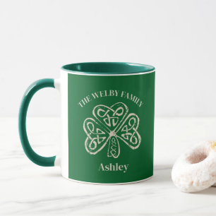 Ierse familienaam Keltisch Shamrock Custom Mok