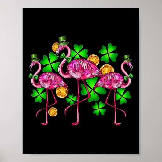 Ierse Flamingo St Patricks Dag Vogel Dier Kinderen Poster (Voorkant)