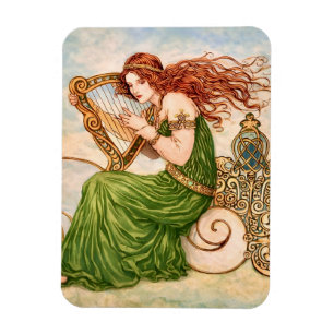Ierse godin die harp speelt – Keltische Art Nouvea Magneet