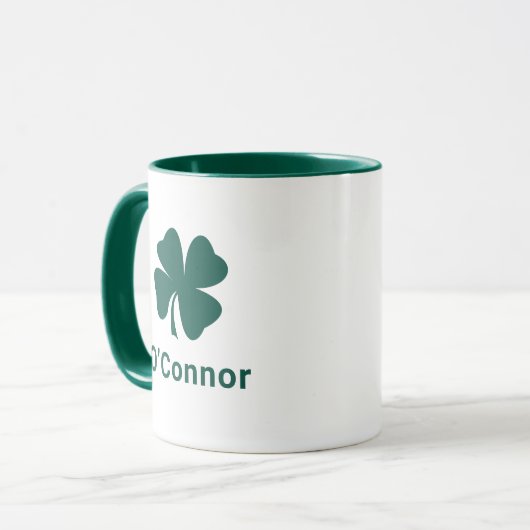 Ierse Green Clover - persoonlijke achternaam Mok (Voorkant links)