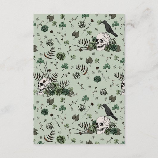 Ierse Groene Bloemen Schedels Huwelijk Website QR Informatiekaartje (Achterkant)