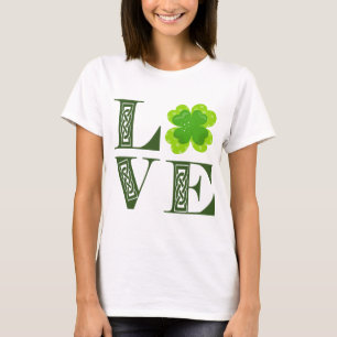 Ierse Groene Klaver Shamrock Keltische Knoop LOVE T-shirt