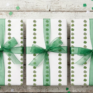 Ierse groene klavertjes strepen cadeaupapier