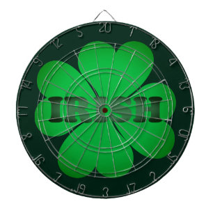Ierse groene moderne typografie vier blad klaver dartbord