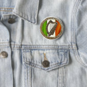 Ierse harp ronde button 5,7 cm (In situ)