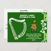  Ierse Harp Saint Patrick's Day Leprechaun Feestdagenkaart (Voorkant / Achterkant)