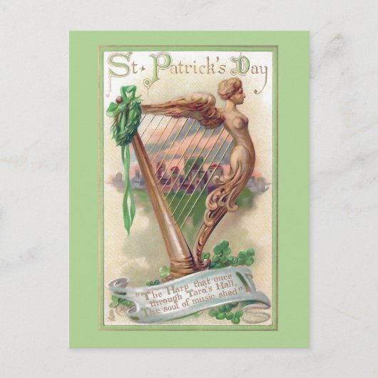 Ierse Harp St. Patrick's Day Briefkaart (Voorkant)