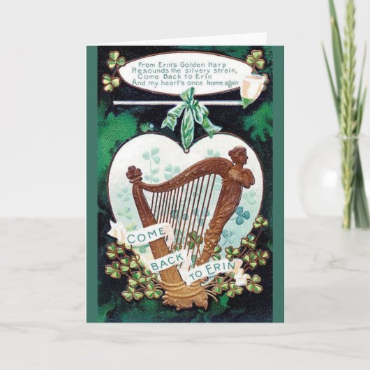 Ierse harp St. Patrick's Day Kaart (Voorkant)