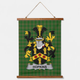 Ierse Hopkins Wapen Familie Crest Hangend Wandkleed