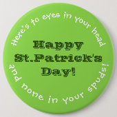 IERSE HUMOR/ST. PATRICK DAG SPELD/ RONDE BUTTON 6,0 CM (Voorkant)