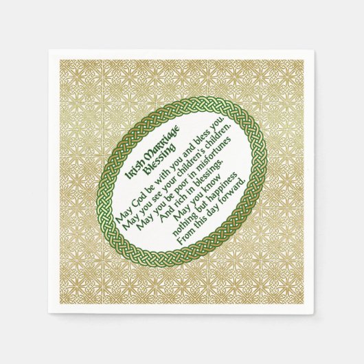 Ierse huwelijkszegening, gouden en groene bruiloft servetten (Voorkant)