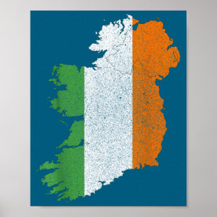 Ierse kaart en vlag van Ierland Erfgoed St. Patric Poster