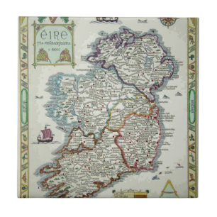 Ierse kaart - Irish Eire Erin Historic Map Tegeltje