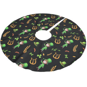Ierse kabouter groen en goud patroon zwart kerstboom rok