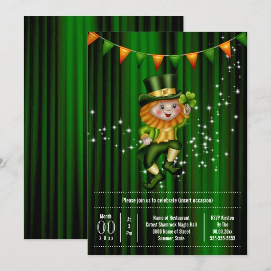 Ierse kabouter jig shamrock bunting vakantie kaart (Voorkant / Achterkant)
