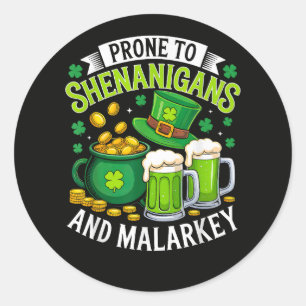 Ierse Kabouter St. Patrick Gevoelig voor Streken  Ronde Sticker