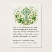 Ierse Keltische Kruis Bloemrijke Herdenkings-rouwm Visitekaartje (Voorkant)