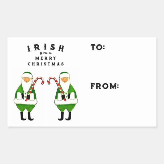 Ierse kerstcadeaulabels rechthoekige sticker (Voorkant)