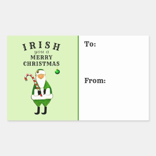Ierse kerstcadeaulabels rechthoekige sticker (Voorkant)