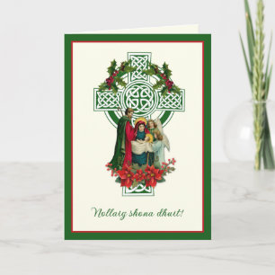 Ierse Kerstmis Maagd Maria Jezus Poinsettias Holi Feestdagen Kaart