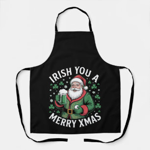 Ierse Kerstmis Merry Xmas Kerstman Bier Shamrock V Schort