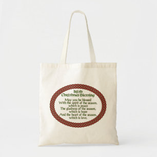 Ierse kerstzegen, rode groene Keltische feestdag Tote Bag