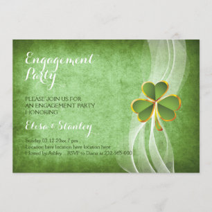 Ierse klaver en sluier huwelijksverlovingsfeest kaart