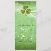 Ierse klaver & sluier groen bruiloft programma (Voorkant)