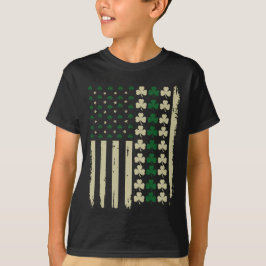 Ierse Klaver Vlag Amerikaanse Retro Shamrock St. P T-shirt