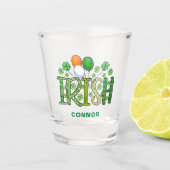 Ierse Kleuren Klavers Aangepaste Naam St Patrick's Shot Glas (Voorkant)