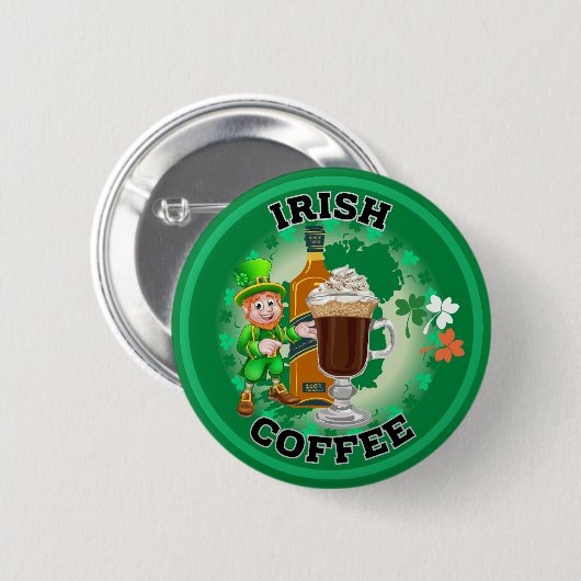 Ierse koffie - een elixer. ronde button 5,7 cm (Voorkant /achterkant)