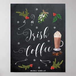 Ierse koffiebar winter kerst trouwteken poster