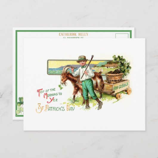 Ierse Lad St. Patrick's Day Greeting Briefkaart (Voorkant / Achterkant)