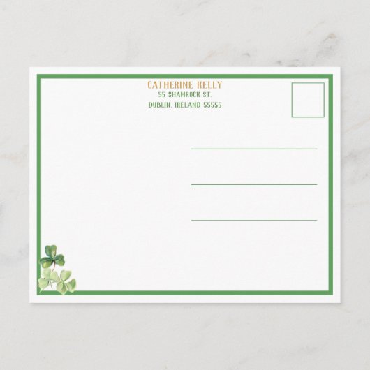 Ierse Lad St. Patrick's Day Greeting Briefkaart (Achterkant)