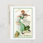  Ierse Lass met Fiddle Briefkaart (Voorkant / Achterkant)