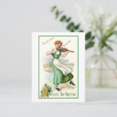  Ierse Lass met Fiddle Briefkaart (Staand voorkant)