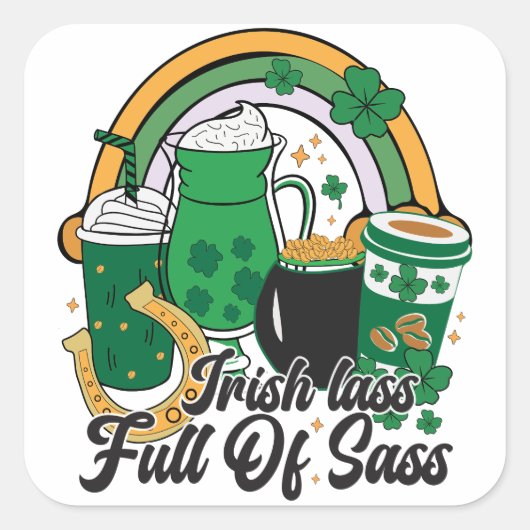 Ierse Lass vol Sass - Cheeky St. Patrick's Day Vierkante Sticker (Voorkant)