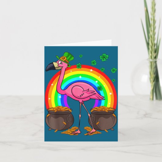 Ierse Leprechaun Flamingo Grappige St. Patrick's D Kaart (Voorkant)
