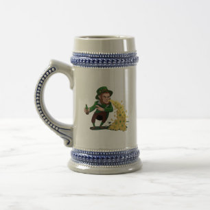 Ierse Leprechaun Gooit Lucky Cookies Grappig Bierpul