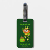 Ierse Leprechaun Gouden Pot Shamrock St Patrick Bagagelabel (Achterkant verticaal)