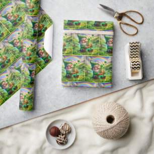 Ierse Leprechaun met gouden munten Cadeaupapier